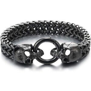 BLACK Skull Bikers Bracelet